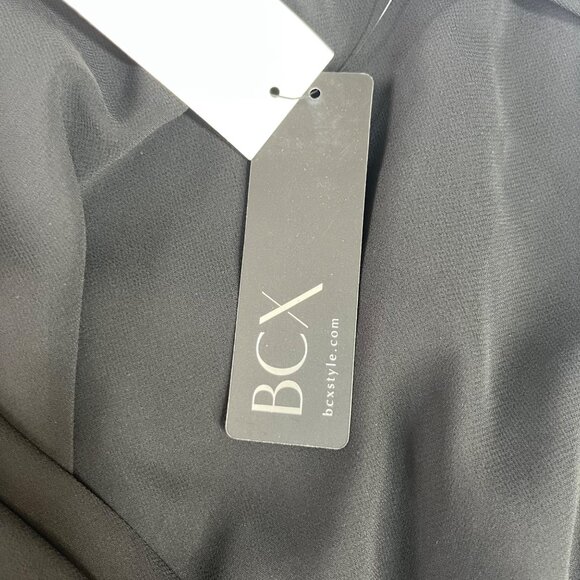 BCX Sleeveless Chiffon Overlay Romper Womens Large Black Keyhole Back New - Picture 9 of 9